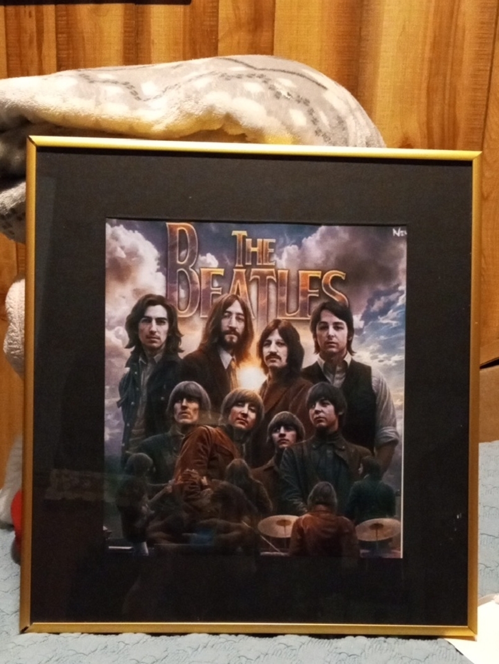 Source Unknown The Beatles Framed Art Print in Gold and Black